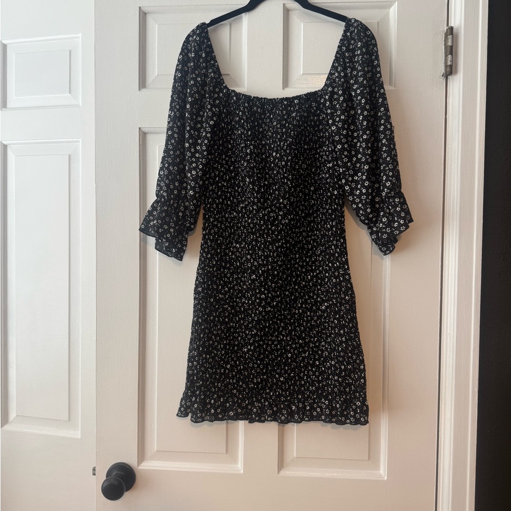 Black Floral Stretchy Dress